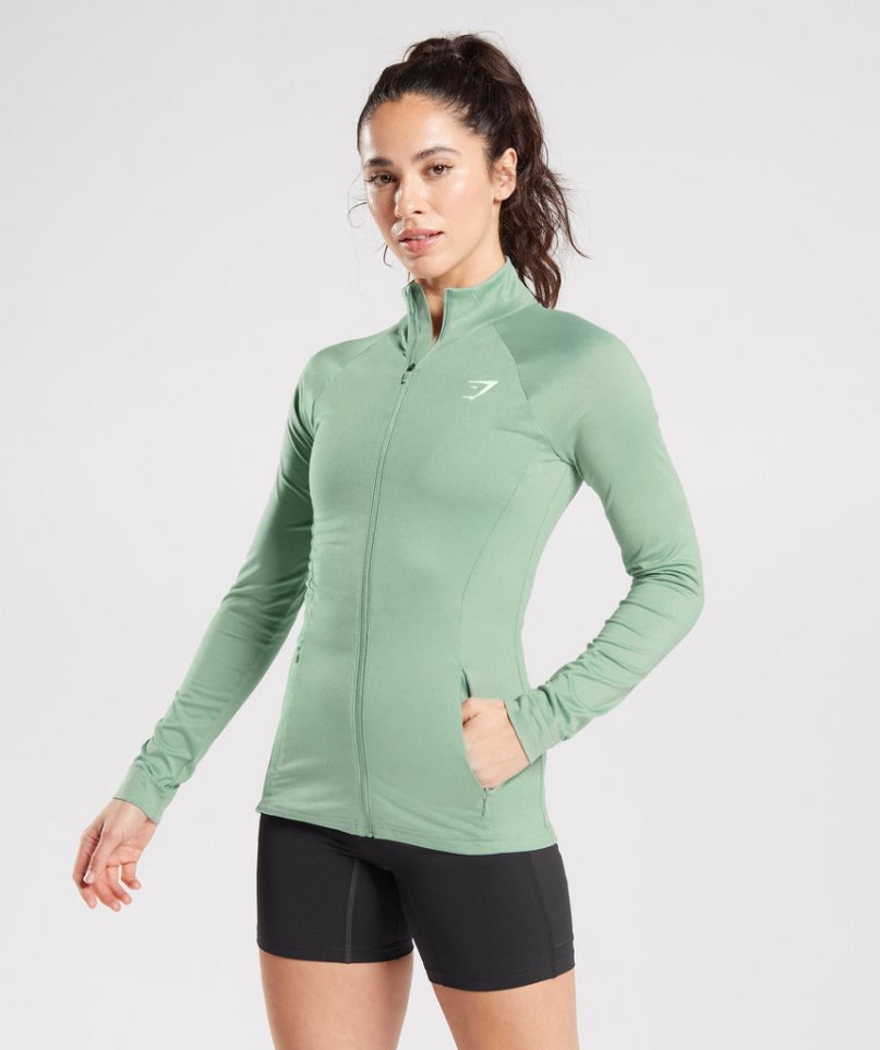 Women\'s Gymshark Training Zip Up Jackets Green | CA 5N3D67